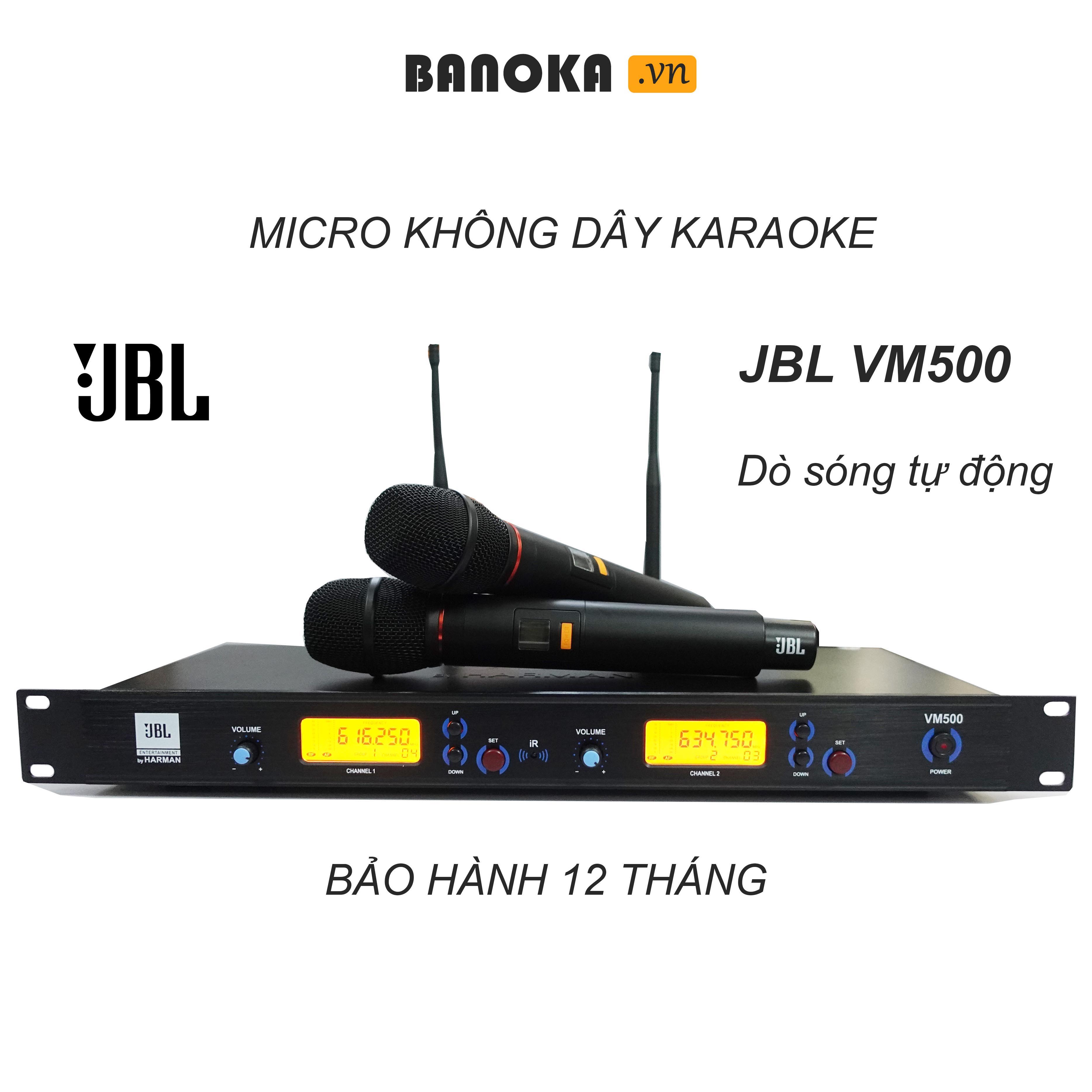 Micro không dây karaoke JBL VM500, chống rú tốt, âm thanh sạch sẽ